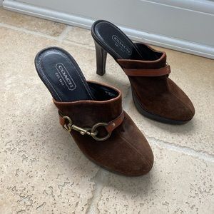 Coach brown suede mules.  Used size 7B